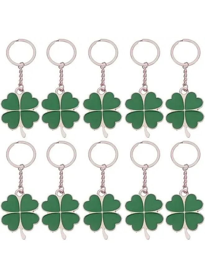 6pcs Alloy Four Leaf Clover Keychains Lucky Shamrock Charm Keyrings Gifts - Image 1